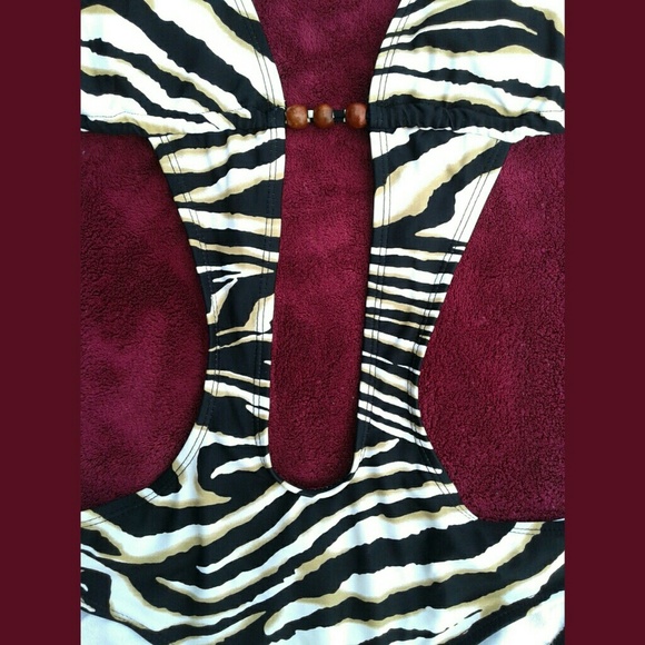 Zebra Triangle Halter Plunge Monokini Apollo Swim - Picture 2 of 8